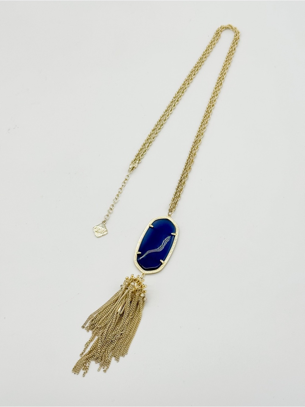Kendra Scott Rayne Cobalt Blue Gold Tassel Long Necklace Retail $80